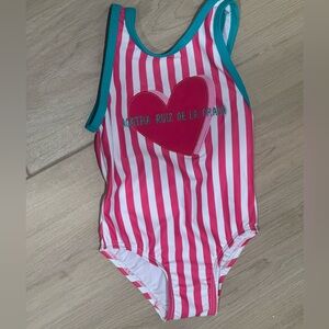 Agatha Ruiz De La Prada One Piece Pink Striped Toddler Swimsuit